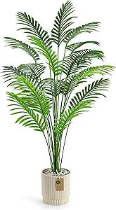 Der Rose 44'' Artificial Palm Tree Large Fake Tropical Faux Plants Indoor and Outdoor Tall for Home Bathroom Porch Outside Patio Decor (Light Beige Pot)