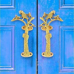 LOVENSPIRE Set of 2 Brass Parrot on the Tree Door Pulls Handles (8 Inch) for Home Decor  Vintage Indian Style Pulls for Wardrobe, Cabinet & Cupboard