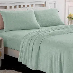 Softan Fleece Sheets Queen Size, Flannel Like Soft, Sage Green
