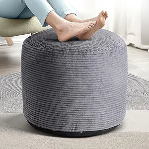 Dual-Size Corduroy Ottoman with Hidden Zipper  Ergonomic Memory Foam Footrest Poufs for Office Desks, Couches & Delicate Floors,Dark Gray 26"x 18"