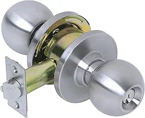 Tell Manufacturing Heavy Duty Commercial Storeroom Knob with a Cylindrical Latch, C Keyway, Tested ANSI Grade 2, Certified UL 3 Hour Rating, Square T Strike, CL100006 and CL500006 Ball Knob KC2300