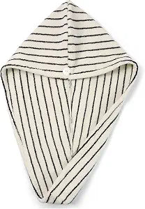 Jacquotha Cotton Hair Towel Wrap for Women (Black & White Striped)