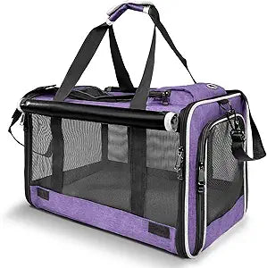 GAPZER Carrying Bag for Yorkie Dog Travel Kennel Ventilated Softside Pet Carrier Tiny Dog Crate for Teacup Poodle 12lb Large Kitty Transport Cage with Cover Chihuahua Supply Purple