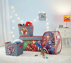 Marvel The Avengers 4 Piece Storage Solution Set with Pop Up Hamper, Collapsible Storage Trunk and 2 Nestable Storage Bins
