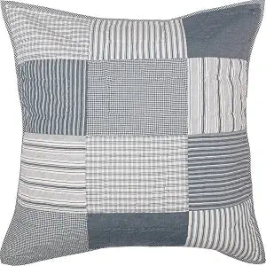 VHC Brands Sawyer Mill��� Blue Farmhouse Decorative Patchwork Hand Quilted Throw Pillow Cushion Cover Cotton Euro Sham 26x26 Bedding Accessory