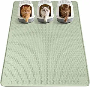 Silicone Cat Litter Mat for Litter Box 70x45 Large Cat Mat, Green | Waterproof, Non-Slip, Leak-Proof Rug Mat with Lip, Easy to Clean, Extra Large Litter Catcher Mat for Floor