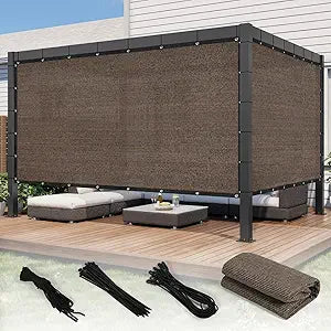 90% Shade Cloth with Grommets, 10 x 12 FT Sun Shade Tarp Pergola Shade Cover Canopy, UV Block Privacy Sun Screen for Outdoor, Patio, Garden, Porch and Deck, Mocha