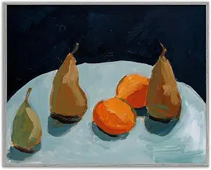 Pear and Orange Still Life, 11 x 14 Inch Framed Gicle Print