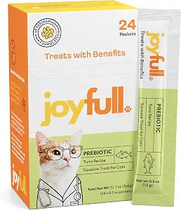 Joyfull Lickable Cat Treats with Prebiotics  Wild-Caught Tuna Squeeze Treats  Supports Digestive Health  24 Tubes (0.5 oz Each)