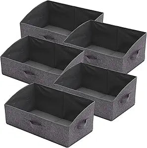 TENABORT 5 Pack Trapezoid Large Foldable Closet Storage Bins with Handle, Fabric Storage Organizer Cube Cloth Containers Linen Box Shelf Baskets for Clothes Clothing Shelves Wardrobe
