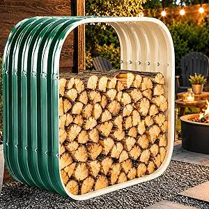 27in Firewood Rack Outdoor Indoor, 300LBS Capacity,Waterproof Heavy Duty Wood Storage Racks with Cover Roof,Galvanized Steel Metal Fire Log Holder Stand for Fireplace Porch,Deck,Backyard