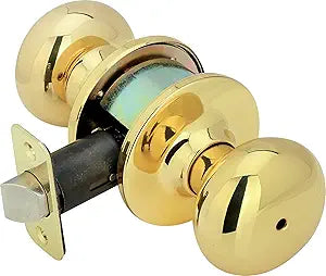 Legend 809158 Grade 2 Heavy Duty Residential, Biscuit Style Door Knob Privacy Bed and Bath Lockset, US3 Polished Brass Finish