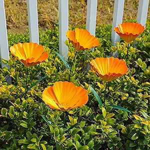 MorningRo 5 Pack Metal Flowers Garden Stake Decor for Outside 25. 2 Inch Metal Flowers Stakes Garden Decorations for Outdoor Yard Patio Lawn Porch Pathway