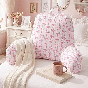 Redbaker Christmas Pink Bow Reading Pillow with Arm Backrest Support Pillow