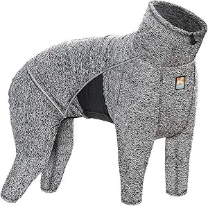 Kurgo Stowe Base Layer - Comfortable, Cold-Weather Pet Wear - Breathable Snug Fit - Dual-Zipper Dog Onesie - Reflective Side Seams - Dog Pajamas - Machine Washable - Small - Black/Grey