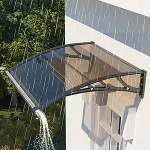 4848 Inch Awning for Door Entrance,Polycarbonate Window Canopy Exterior with Drainage,UV/Rain/Snow/Sun Protection Spliced Overdoor Shelter Awnings for Outside,Patio,Porch,Deck,House Outdoor