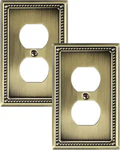 2-Pack Duplex Switch Plates and Outlet Covers, Antique Brass