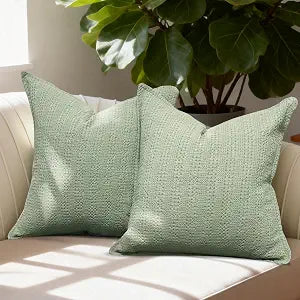 Pack of 2 100% Cotton Square Euro Shams 24x24 Boho Farmhouse Neutral Throw Pillow Covers Decor Cushion Cases for Couch Sofa Bed Living Room No Filling for All Seasons,Sage GreenSage Green