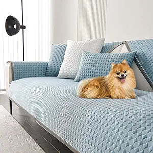 OTOB Cooling Couch Covers for Dogs Cats Ice Silk Fabric, Anti Slip Washable Furniture Couch Protector, Soft 3D Bionic Breathable Pet Friendly Dog Sofa Cooling Mat Cover (ICY Blue, 35.4"x70.9")
