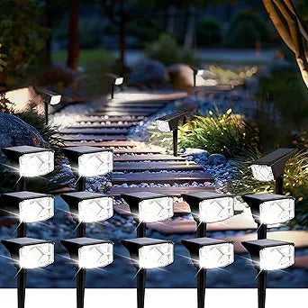 SOLPEX Solar Spot Lights Outdoor Waterproof IP65, Landscape Spotlights Outdoor, Compact Design Spot Lights, Solar Powered Flood Lights for Garden Yard House Pathway Tree Outside, 12 Pack, Cool White