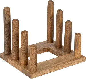 Creative Co-Op Mango Wood Kitchen Stand with 3 Sections, Natural