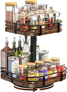 12" Large Lazy Susan Turntable Organizer - 2 Tier Spice Rack for Table Top