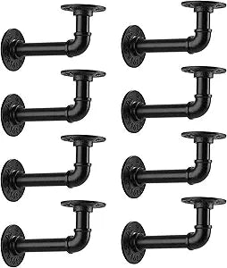 1/2" Pipe Shelf BracketWall Mounted Floating Shelf Bracket, Steam Punk Decor Hanging Wall Metal Bracket, Heavy Duty Decorative Rustic Shelving Bracket (3.5*6", 8 Pack )
