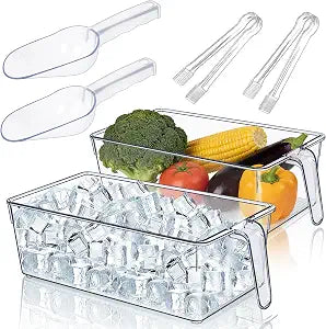 DGB 2 Sets Clear Ice Bucket for Freezer, Ice Storage Bin & Holder