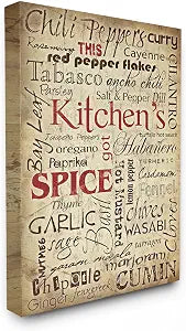 Stupell Industries Kitchen Spice Typography Canvas Wall Art, 16 x 20, Multi-Color