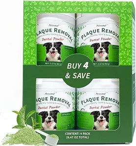 Petstoral Multi-Pack Natural Dog Dental Powder, Dog Dental Care - Plaque Remover and Bad Breath Treatment, Healthy Gums & Fresh Breath for All Dogs and Cats (4-Pack)