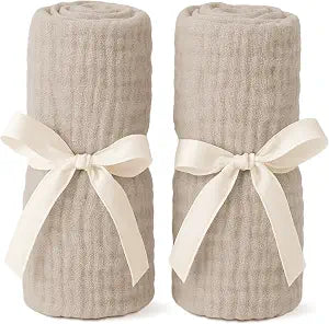 Newton Baby Fitted Sheets for Bassinet & Bedside Sleeper, Essential Bassinet (2-Pack) - Ultra-Breathable, Washable and Ultra-Soft, 100% Muslin, 19" x 35" - Sandstone