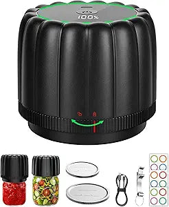 Electric Mason Jar Vacuum Sealer - Bunyta NEW Canning Vacuum Sealer Kit for Wide & Regular Mouth Mason Jars with 10 Lids, Auto-Stop Cordless Jar Sealer for Food Storage, Kitchen, Camping