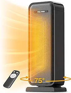 Pelonis 1500w Electric Space Heater for Indoor Use with Thermostat, Oscillation and Remote Γ Portable Ceramic Heater for Bedroom, Home and for Office Under Desk