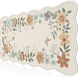 HAOCOO Large Desk Pad, Non-Slip Scalloped Mouse Mat for Desktop(Beige)