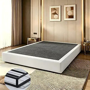 7 Inch Queen of Box SpringsMetal Bed Frame Base Easy Assembly with Fabric Cover, Durable SupportNoise-Free,