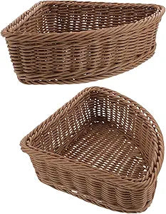 DOITOOL 2pcs Triangular Storage Baskets, Corner Storage Bin Organizer for Kitchen Pantry Bathroom, Plastic Triangle Shelf Basket for Clothes Cosmetics