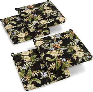 Blazing Needles Outdoor Chair Cushion, 20" x 19", Freeport Ebony 4 Count