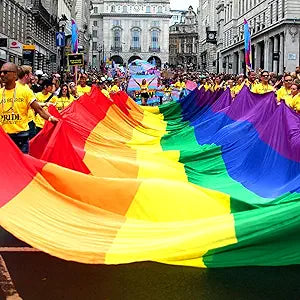 15x25 ft Pride Flag Giant Inclusive Huge LGBTQ Rainbow Canvas Flag with 2 Brass Grommets for Outdoor Pride Month Parade March Festival Rally