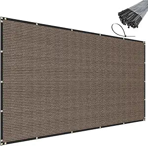 SunnyRoyal 8' x 50' Brown Privacy Fence Screen Heavy Duty Windscreen Mesh Fencing Shade Fabric with Brass Grommets for Outdoor Fence Garden Patio Swimming Pool