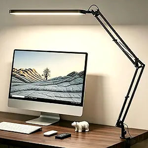 SKYLEO Desk Lamp for Home Office, Eye Comfortable LED Desk Light for Long Hours, Adjustable Swing Arm with Memory Function, Black