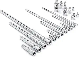 GEARWRENCH 20 Piece 1/4", 3/8", 1/2" Drive Extension, Universal Joint and Adapter Set - 81315A-07
