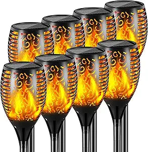Solar Lights Outdoor 99 LED Higher & Larger Flickering Flame Solar Torch Lights 43" Waterproof Outdoor Lighting Solar Powered Pathway Lights Christmas Decorations for Garden Patio Yard, 8Pack