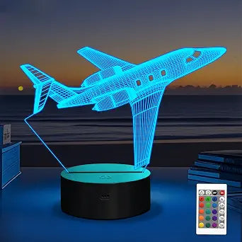 OkiyiD Airplane Gifts for Boy, Men, Aircraft Night Light, Gulfstream 3D Illusion Lamp with Remote and Touch Control, Plane Decor for Men Boy Kids Room, Birthday Gifts