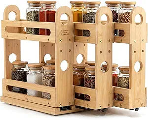 Pull Out Spice Rack Organizer for Cabinet Wide Slide Out Seasoning Rack Fits 2.1" Jars Large Capacity for Pantry Kitchen Cabinet 9" Deep Heavy Duty Easy Install