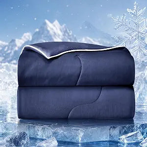 mixinni Cooling Comforter Twin XL Size, Navy Blue Cooling Blanket for Hot Sleepers and Night Sweats, Summer Comforter for Twin XL Bed, Breathable Soft Lightweight Bedding, 68"x90"