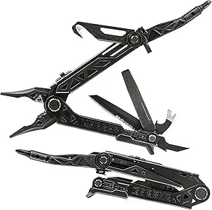 Gerber Gear Center Drive Rescue - Multitool Knife with Pliers, Strippers & Strap Cutter - Portable EDC Tactical Gear for Camping & Outdoor - Utility Tool - Molle Fabric Sheath- Made in USA - Black