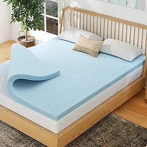 EGOHOME 2 Inch Full Memory Foam Mattress Topper, Cooling Gel Infused & Pressure Relieving Pad in a Box, Dorm Room Essentials, CertiPUR Certified, Blue
