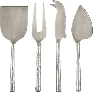SARO LIFESTYLE SP139.S Textured Design Stainless Steel Cheese Cutlery - Set of 4, Silver, 3.5" x 10.5"