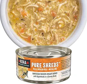 KOHA Pure Shreds Chicken Entre for Cats, High Protein Wet Cat Food, 2.8oz Cans (Pack of 24)