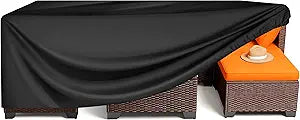 Patio Furniture Covers, Outdoor Furniture Cover Waterproof, General Purpose, Outside Table and Chair Covers, Heavy Duty 420D (Black,126.4"L x 63.4"W x 28"H)